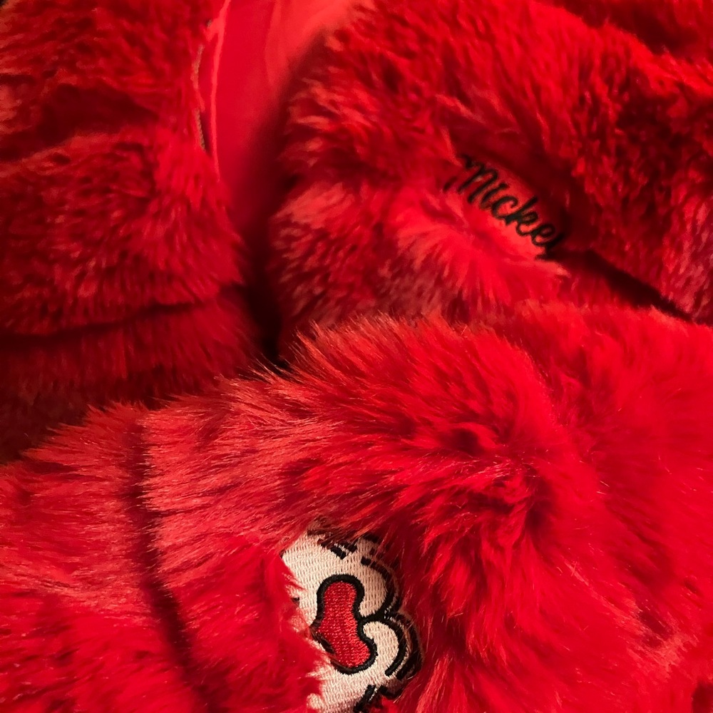 Forever 21 Red Fuzzy Mickey Mouse Cropped Jacket (Official F21 x Disney)